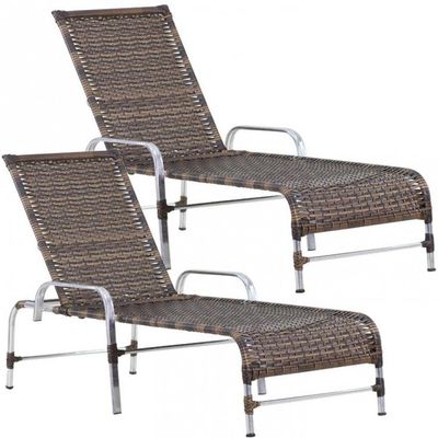 2 Espreguiçadeiras Catar Piscina Alumínio Trama Original Argila