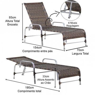 3 Espreguiçadeiras Catar E Mesa Piscina Jardim Regulagem Argila