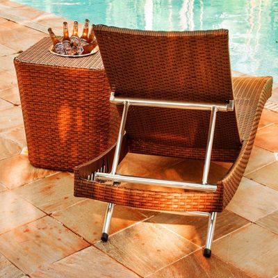 2 Espreguiçadeiras Bona E Mesa Grécia C- Chaise - Trama Tabaco