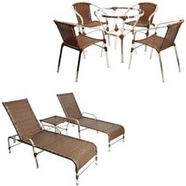4 Cadeiras E Mesa Floripa Com 2 Espreguiçadeiras Catar Argila