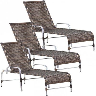 3 Espreguiçadeiras Catar Piscina Alumínio Trama Original Argila