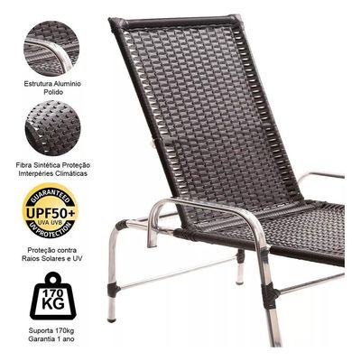 3 Espreguiçadeiras E Mesa Para Piscina, área, Varanda Trama Tabaco