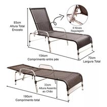 3 Espreguiçadeiras E Mesa Para Piscina, área, Varanda Trama Tabaco