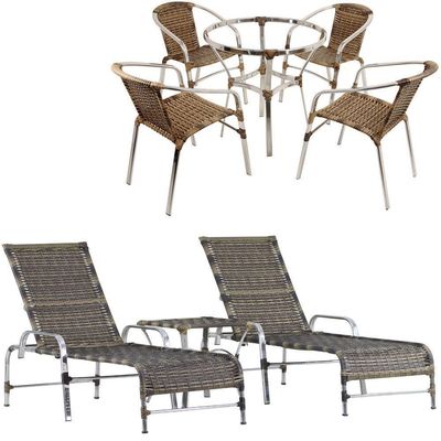 4 Cadeiras E Mesa Floripa Com 2 Espreguiçadeiras Catar Capuccino