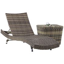 1 Espreguiçadeira Bona E Mesa Em Alumínio Trama Original Capuccino