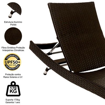 1 Espreguiçadeira Bona E Mesa Em Alumínio Trama Original Tabaco