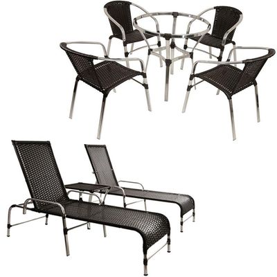 Kit Jogo De 4 Cadeiras E Mesa Floripa Trama Original Preto