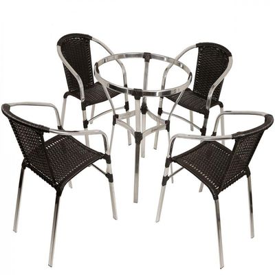 Kit Jogo De 4 Cadeiras E Mesa Floripa Trama Original Preto
