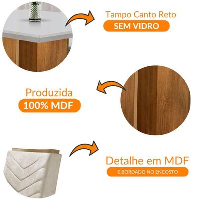 Conjunto Mesa Olímpia 90cm Em Mdf 4 Cadeiras Liz Moderna Vel. Capuccino Off White Imbuia