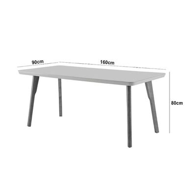 Conjunto Mesa Malta 160cm 6 Cadeiras Malta Premium Moderna Linho Palha Off White Imbuia