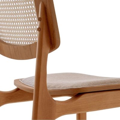 Conjunto Mesa Malta 160cm 6 Cadeiras Malta Premium Moderna Linho Palha Off White Imbuia