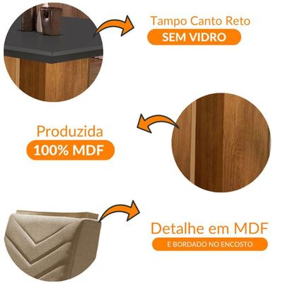 Conjunto Mesa Olímpia Em Mdf Com 4 Cadeiras Liz Moderna Vel. Capuccino Grafite Imbuia