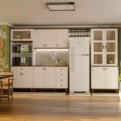 Cozinha Compacta Retrô 5 Peças Off White-nogueira