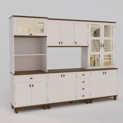 Cozinha Compacta Retrô 4 Peças Off-white Nogueira
