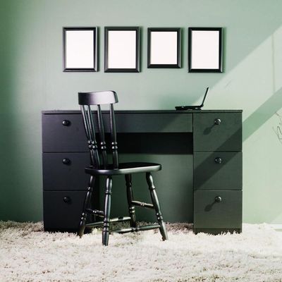Mesa de Escritório Ditália 7 Gavetas com Cadeira Pe-100 Preto