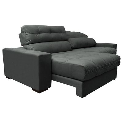 Sofá Retrátil E Reclinável Com Molas Ensacadas Cama Inbox Master 2,72m Tecido Suede Cinza