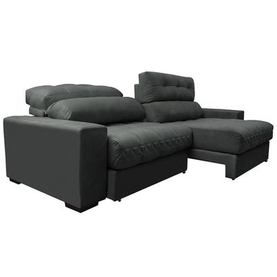 Sofá Retrátil E Reclinável Com Molas Ensacadas Cama Inbox Master 2,72m Tecido Suede Cinza