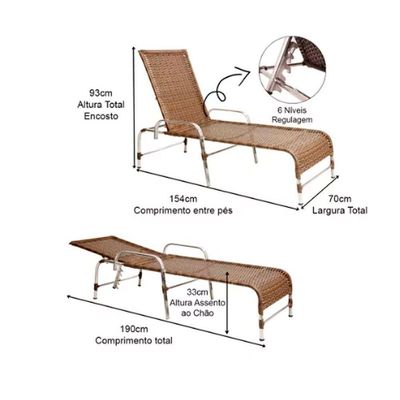 Kit Espreguiçadeiras Catar E Mesa Garden Confortável Trama Argila