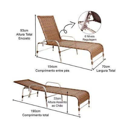 Kit 2 Cadeiras Espreguiçadeiras Catar E Mesa Garden Trama Argila