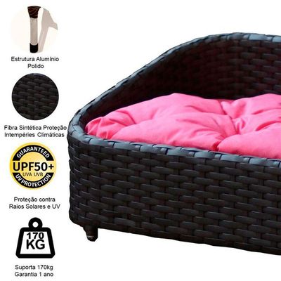 Cama Pet Chaise Pet Retangular Fibra Alumínio Cão E Gato Pedra Ferro