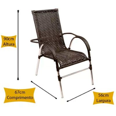 Kit 4 Cadeiras Vênus E Mesa De Centro Garden Trama Original Pedra Ferro