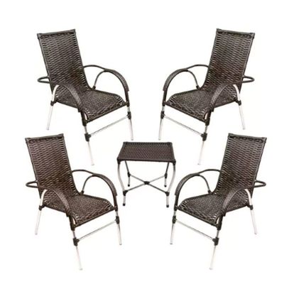 Kit 4 Cadeiras Vênus E Mesa De Centro Garden Trama Original Pedra Ferro