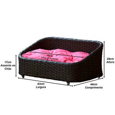 Cama Pet Chaise Pet Retangular Fibra Alumínio Cão E Gato Pedra Ferro