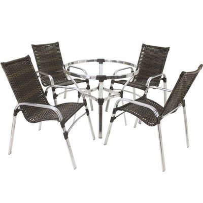 4 Cadeiras + 2 Mesa + 2 Espreguiçadeiras + 1 Chaise Trama Pedra Ferro
