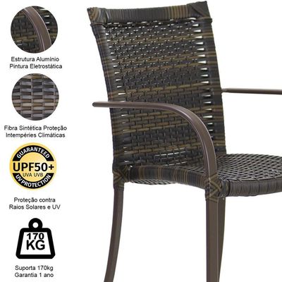 6 Cadeiras Ascoli Mesa Ripado Aluminio Jardim Piscina Pedra Ferro