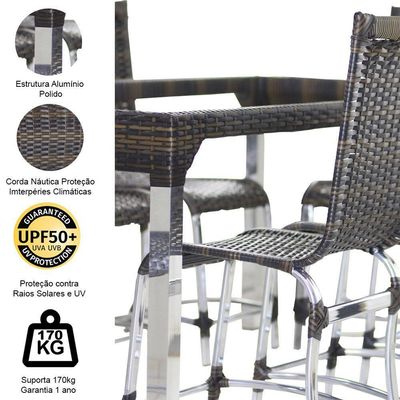 10 Cadeiras Haiti E Mesa De Jantar 240x100 Alumínio Trama Pedra Ferro
