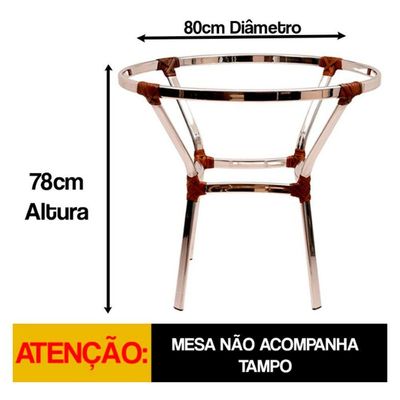 Mesa Ascoli Em Alumínio 70cm Altura X 80cm Trama Original Pedra Ferro