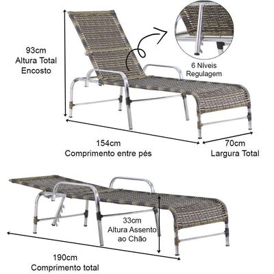 3 Espreguiçadeiras Catar Com Mesa Garden Para Piscina Trama Capuccino