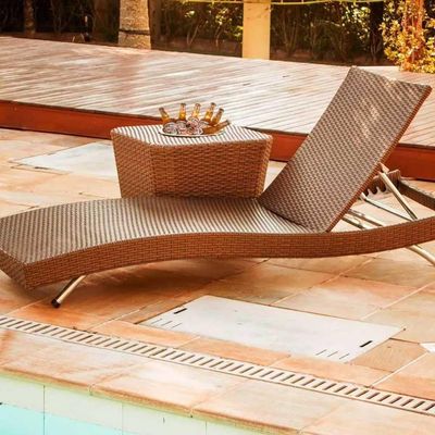 Espreguiçadeira Bona E Mesa Grécia Com Balde Trama Original Capuccino