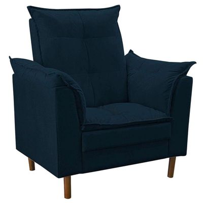 Poltrona De Amamentação Loana Com Puff Suede azul Marinho