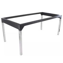 Mesa Retangular Alumínio Haiti Para Cozinha Trama Original Preto