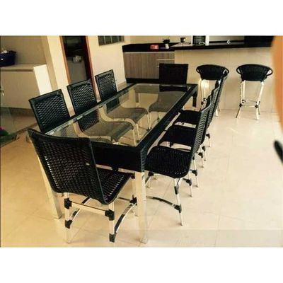 Mesa Retangular Alumínio Haiti Para Cozinha Trama Original Preto
