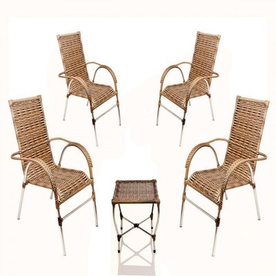 Jogo 4 Cadeiras E Mesa E Jardim Trama Original Capuccino