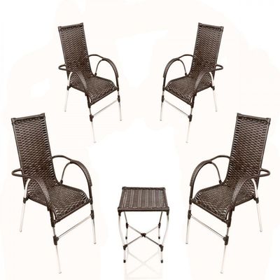 Jogo 4 Cadeiras E Mesa E Jardim Trama Original Tabaco