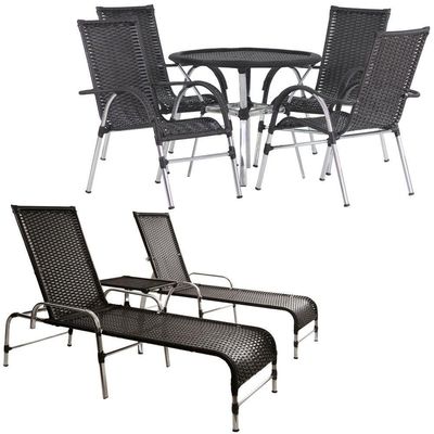 4 Cadeiras E Mesa, 2 Espreguiçadeiras E Mesa Trama Original Preto