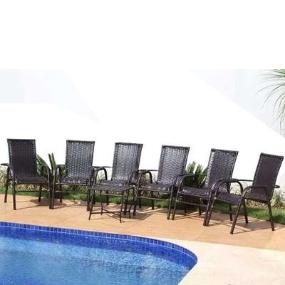 Jogo 6 Cadeiras E Mesa De Centro Vênus Trama Original Tabaco