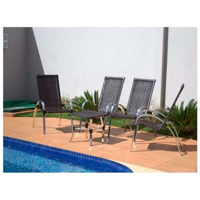 Jogo De 4 Cadeiras E Mesa Em Alumínio Garden Trama Original Argila