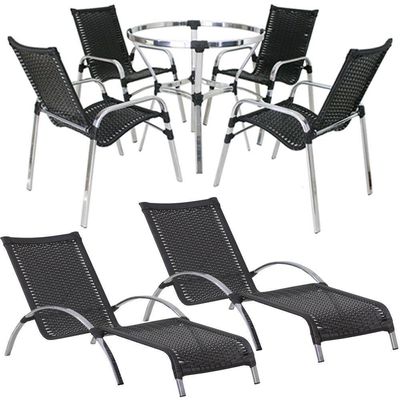 4 Cadeiras E Mesa 2 Espreguiçadeiras E Mesa Trama Original Preto