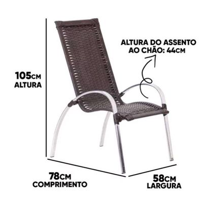Jogo De 4 Cadeiras E Mesa Em Alumínio Garden Trama Original Tabaco