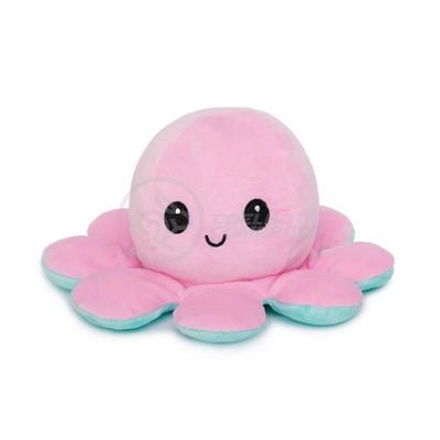 Polvo Reversível De Pelúcia Feliz E Bravo Rosa E Azul