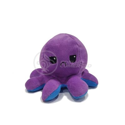 Polvo Reversível De Pelúcia Humor Feliz E Bravo Azul E Roxo