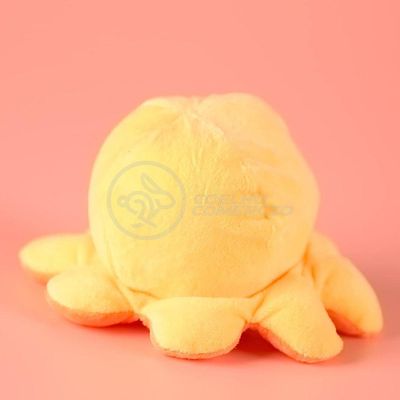 Polvo Reversível De Pelúcia Feliz E Bravo Laranja E Amarelo