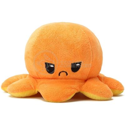Polvo Reversível De Pelúcia Feliz E Bravo Laranja E Amarelo