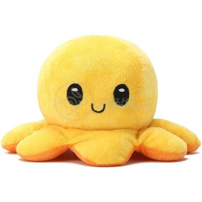 Polvo Reversível De Pelúcia Feliz E Bravo Laranja E Amarelo