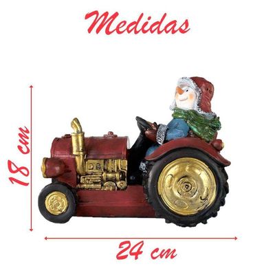 Decoração Enfeite Natal Boneco De Neve No Trator Com Led 18cm