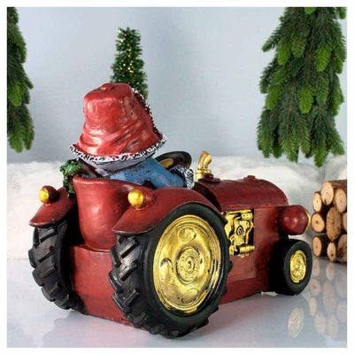 Decoração Enfeite Natal Boneco De Neve No Trator Com Led 18cm